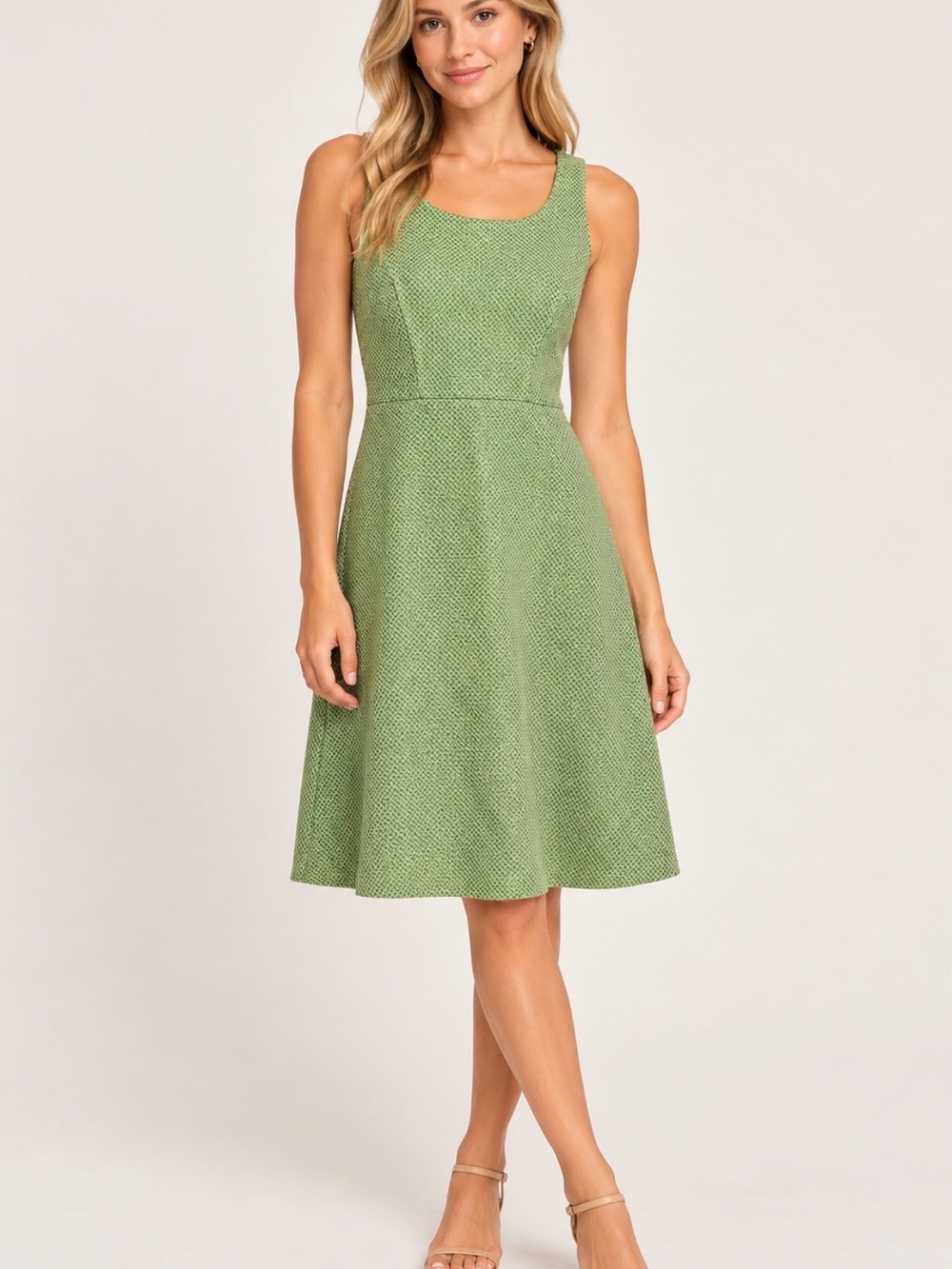 Banana Republic Green & Cream Tweed Shift Dress | Size 6 | Retro Preppy